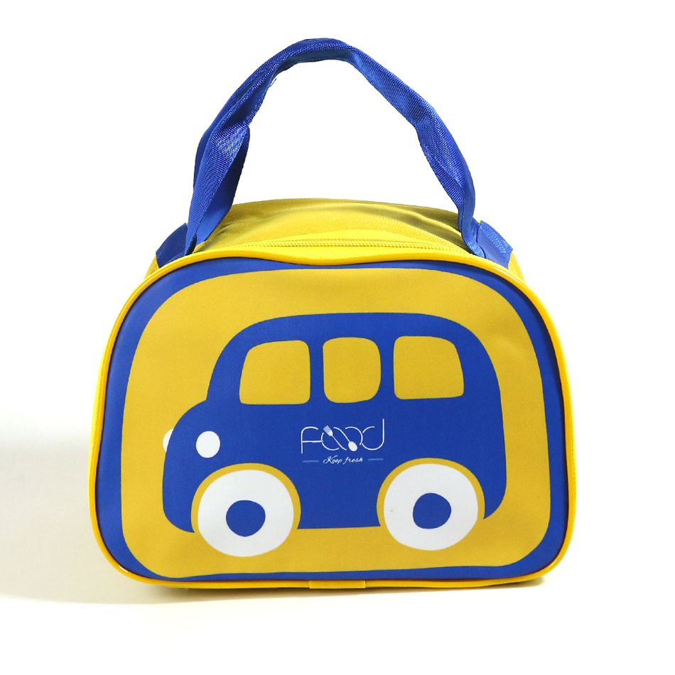 Cartoon Car Kids Insulated Lunch Box Reusable Cooler Thermal Meal Tote for School Travel Picnic Yellow big image 1