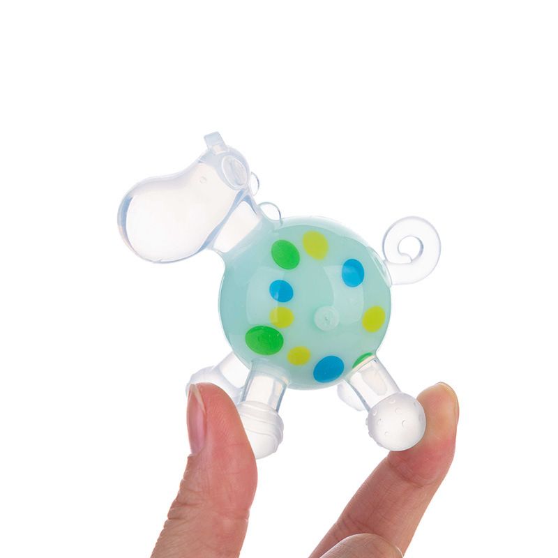 brinquedo mordedor de bebê de silicone criativo dos desenhos animados em forma de animal mastigar brinquedos mascar as gengivas exploração sensorial Verde big image 7