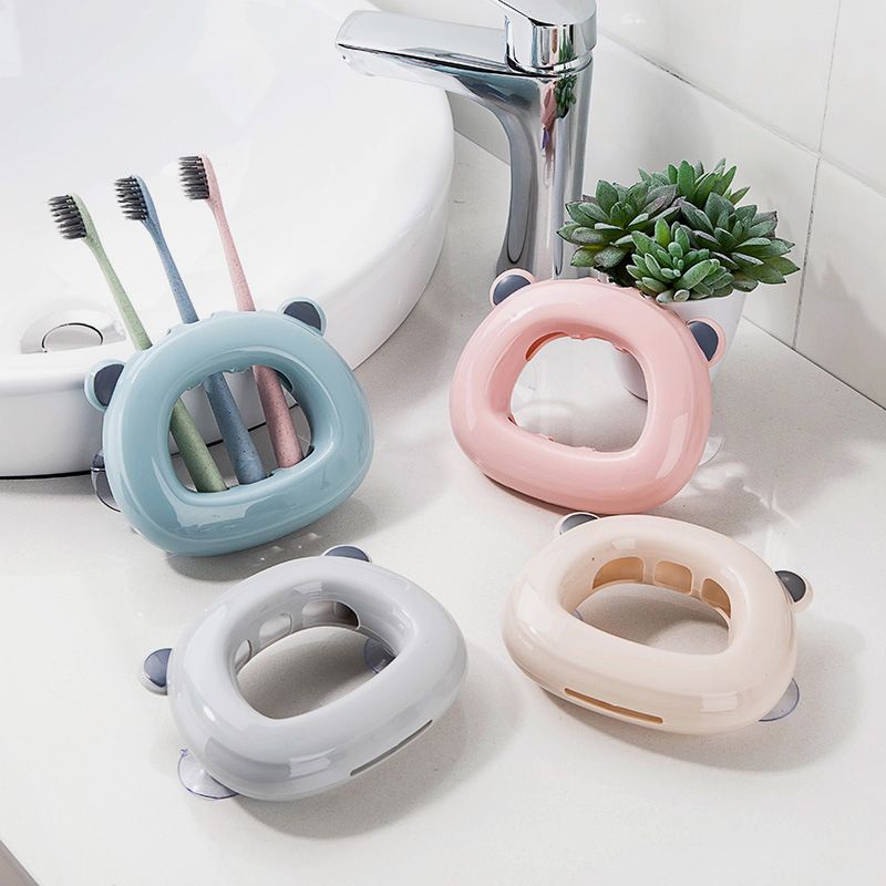 Creative Toothbrush Holder Wall-Mounted Free Punch Tooth Brush Storage Rack Bathroom Accessories Pink big image 8