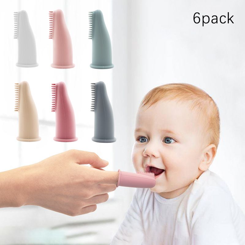 6 عبوات من فرشاة أسنان الأطفال المصنوعة من السيليكون الناعم فرشاة أسنان الرضع لتدريب الأطفال على التسنين وتنظيف الفم متعدد الألوان big image 2