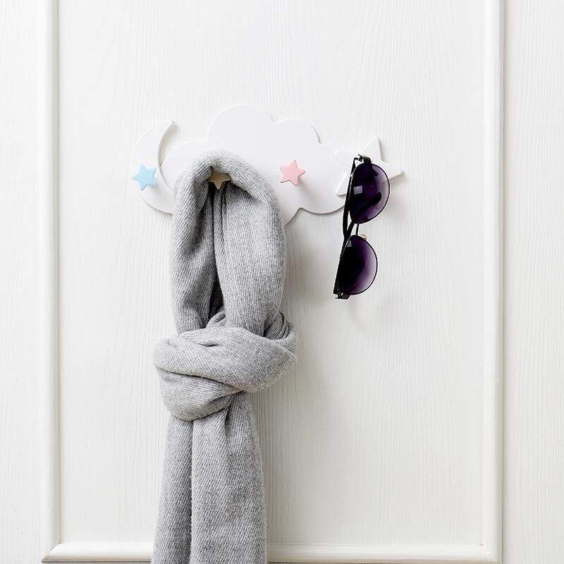 Cartoon Cloud Adhesive Hooks Wall Mounted Sticky Hooks for Key Hat Bathroom Robe Towel White big image 8