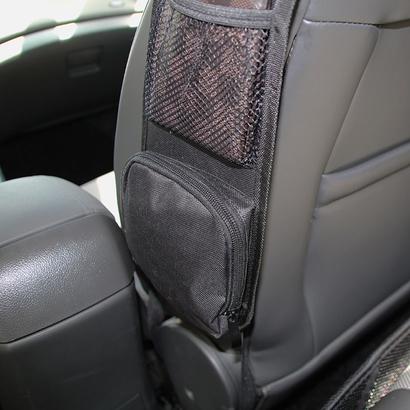 Car Seat Side Organizer Black Auto Seat Storage Hanging Bag with Zipper Pocket for Most Front Passenger Car Seats Black big image 8