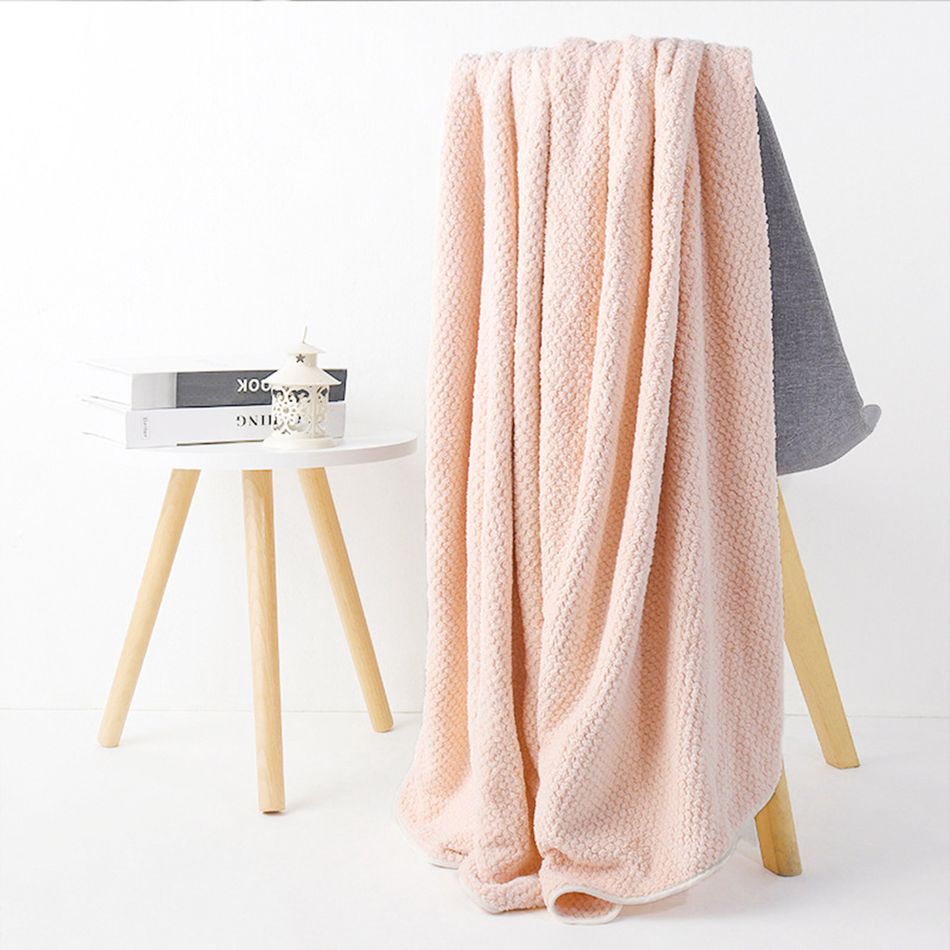 Soft Household Bath Towel Coral Fleece Super Absorbent Towel Bathrobe Bath Blanket 27.56X55.12inch Pink big image 2