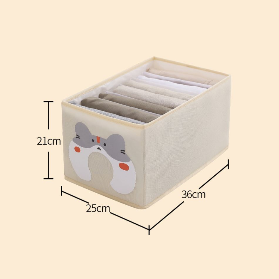 Wardrobe Clothes Organizer 7 Grids Divider Drawer Organizers Compartment Box for Jeans Pants Shirts Leggings Beige big image 5