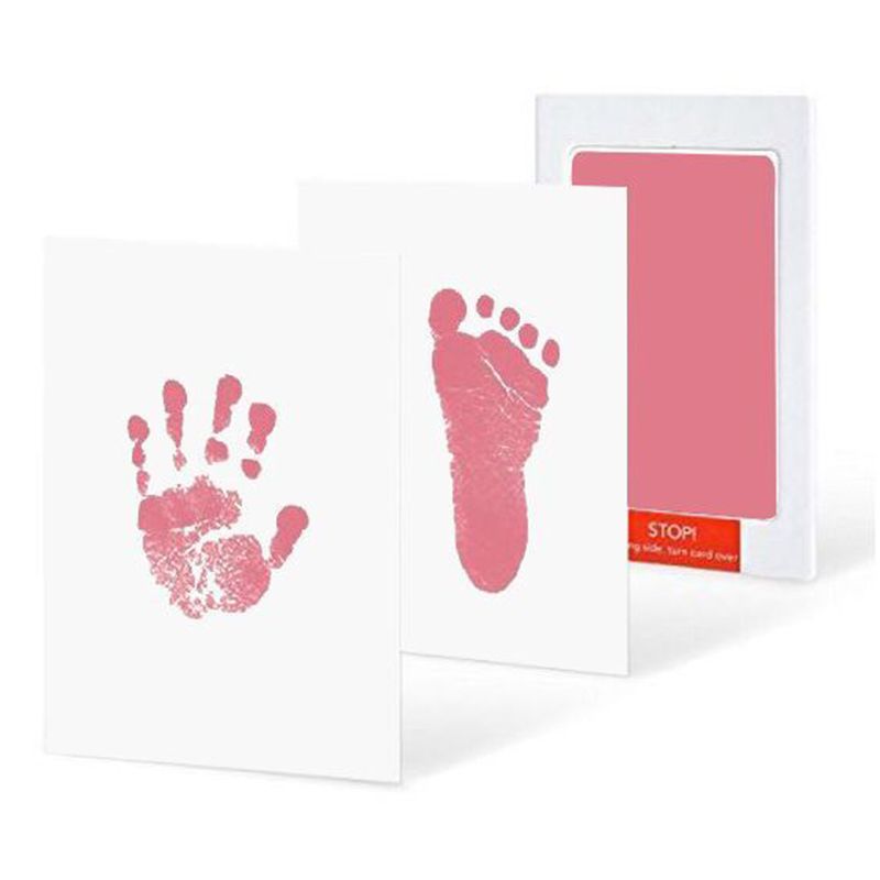 Non-Toxic Baby Handprint Footprint Inkless Hand Inkpad Watermark Casting Clay Newborn Souvenir Gift Pink big image 1