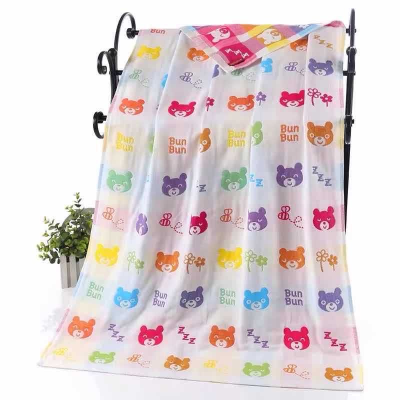 3 Layers Gauze Cartoon Cute child towel High-Quality Bath Towel Toddler White big image 1