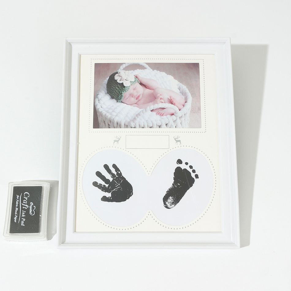 Baby Handprint & Footprint Makers Kit Keepsake for Newborn Boys Girls Baby Milestone Picture Frames New Mom Baby Shower Gifts White big image 2