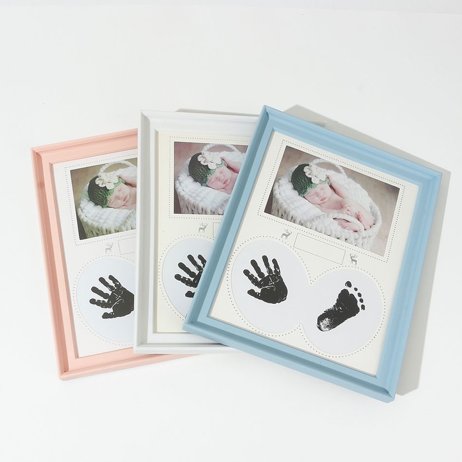 Baby Handprint & Footprint Makers Kit Keepsake for Newborn Boys Girls Baby Milestone Picture Frames New Mom Baby Shower Gifts White big image 5