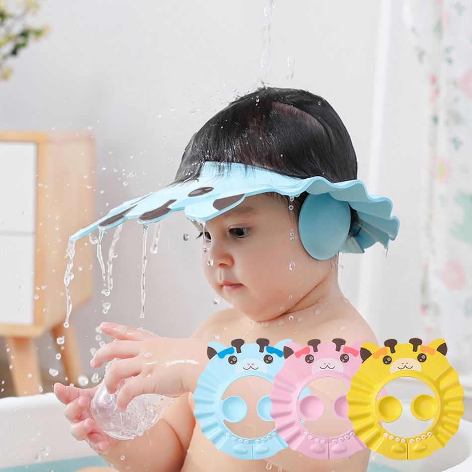 Baby Shower Caps Shampoo Cap Wash Hair Kids Bath Visor Hats Adjustable Shield Waterproof Ear Protection Eye Children Hats Infant Pink big image 7