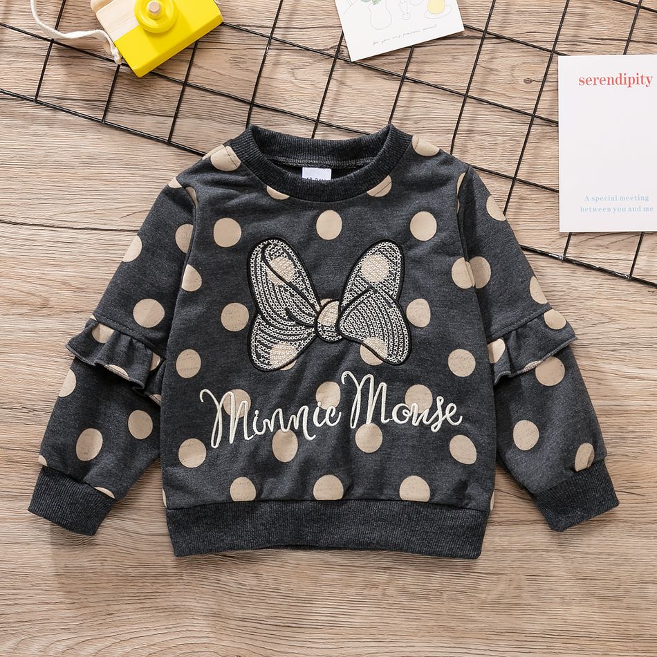 Toddler Girl 100% Cotton Letter Butterfly/Floral Animal Print Pullover Sweatshirt Black big image 3