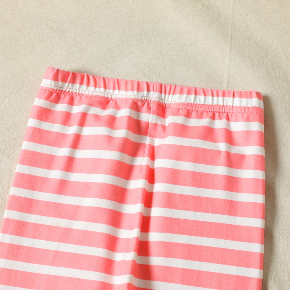 Toddler Girl Stripe Floral Bee/Unicorn Star Print Leggings Pink big image 5