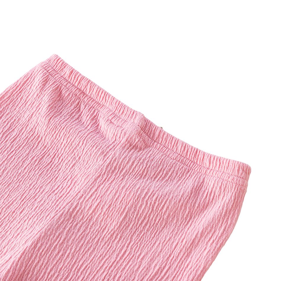 Toddler Girl 100% Cotton Cat Embroidered Crepe Capri Leggings Pink big image 4