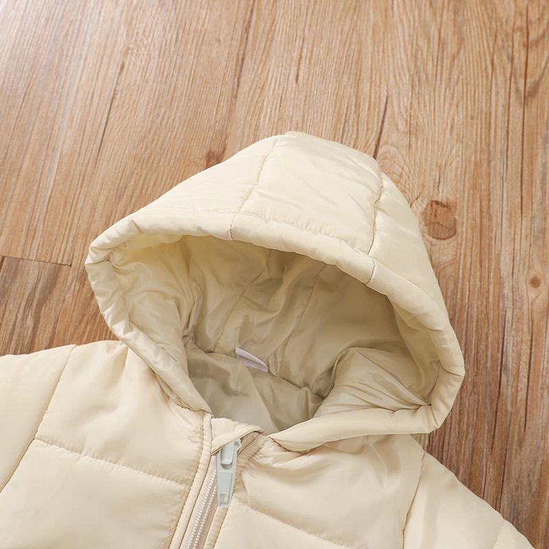 Baby Boy/Girl Solid Hooded Long-sleeve Footed Thermal Thickened Winter Jumpsuit Beige big image 4