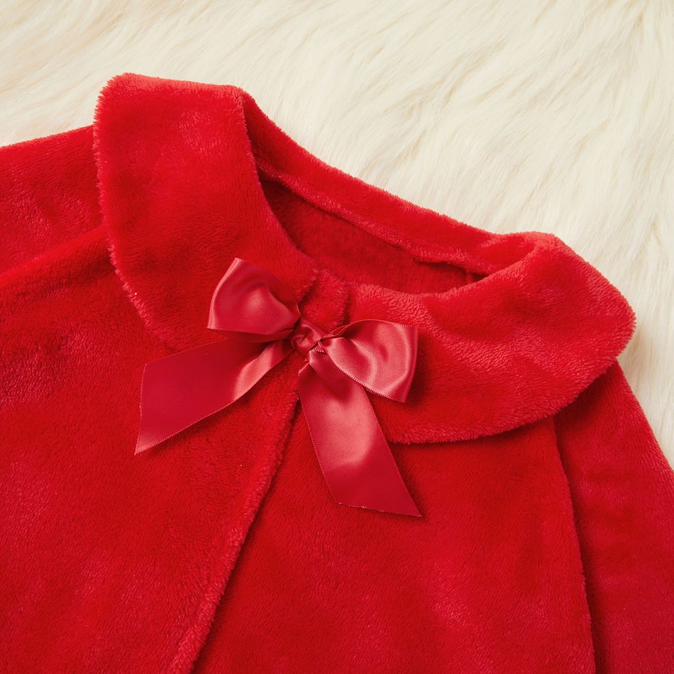 Baby / Toddler Pretty Fleece Bowknot Decor Coat Red big image 3