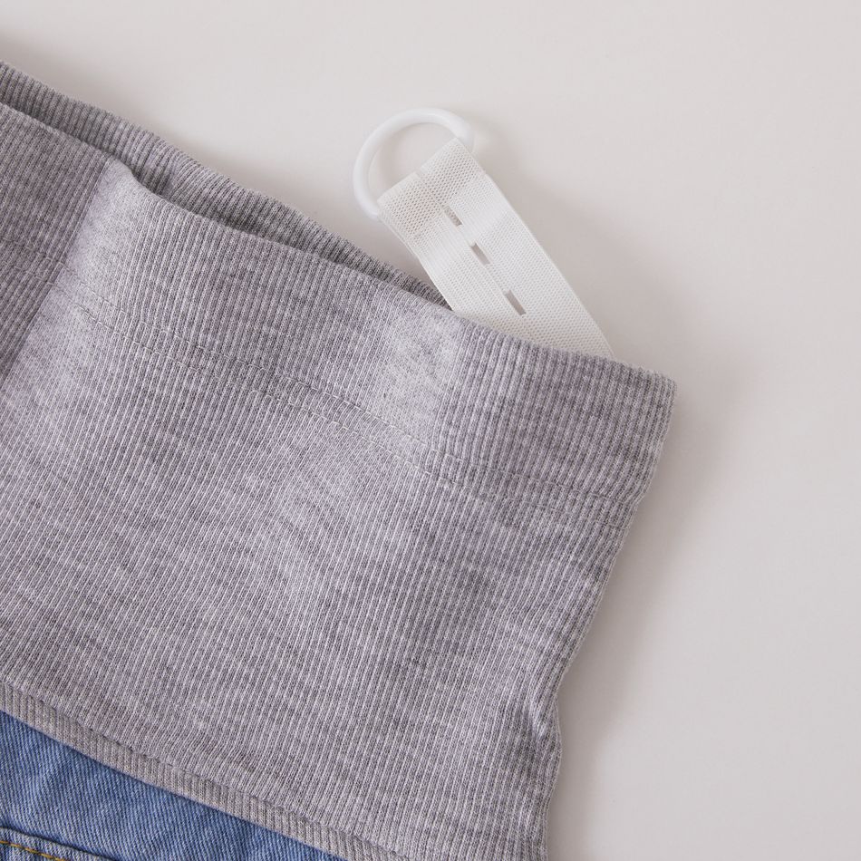 Ripped Maternity Belly Support Inelastic Denim Shorts Light Blue