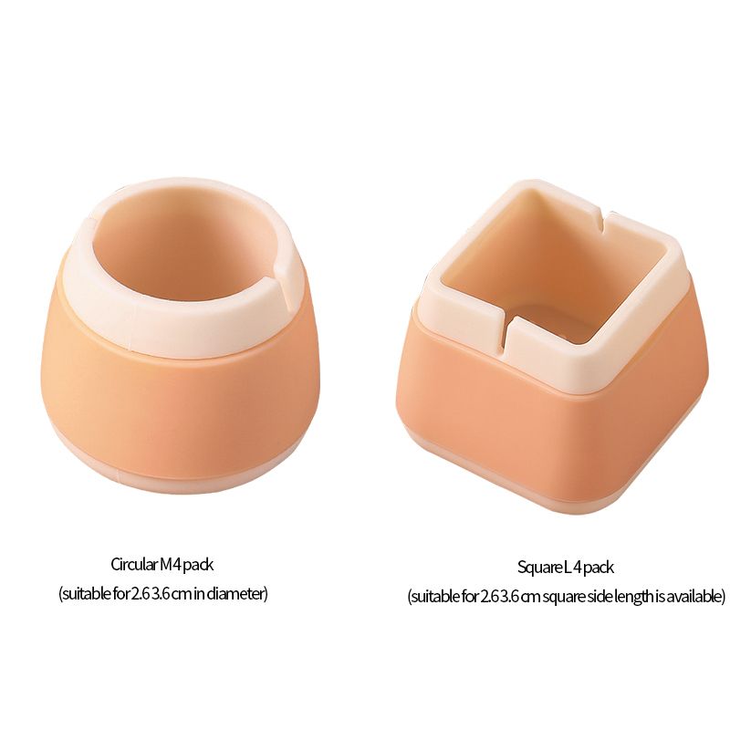 4pcs Table Chair Leg Caps Round Practical Furniture Floor Foot Cover Silicone Non Slip Protective Pad Orange