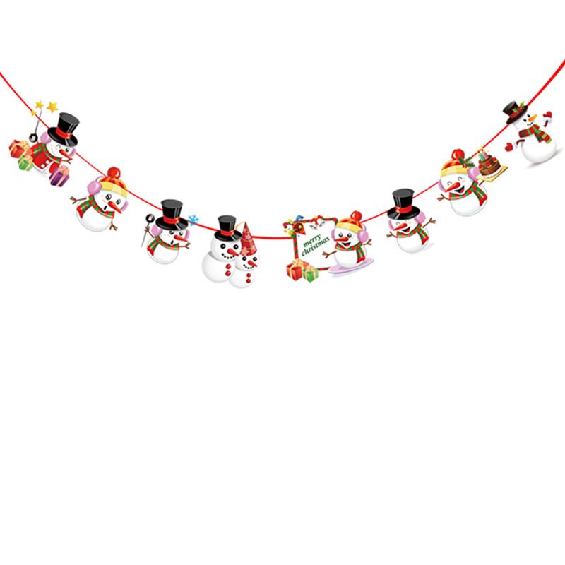 Christmas Banners Paper Hanging Flags Snowman Deer Tree Bunting Garland Decorations Home Party White