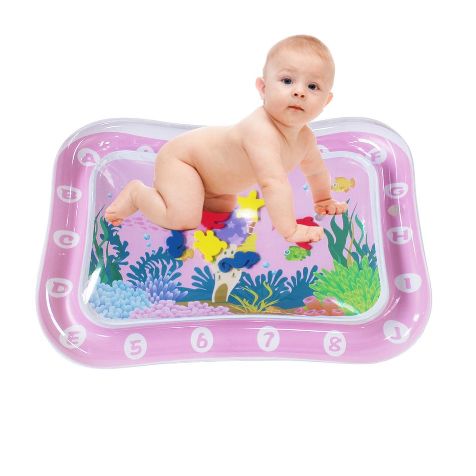 Tummy Time Baby Water Play Mat Inflatable Toy Mat for Infant Toddlers Activity Center for Newborn Boy Girl Pink big image 1