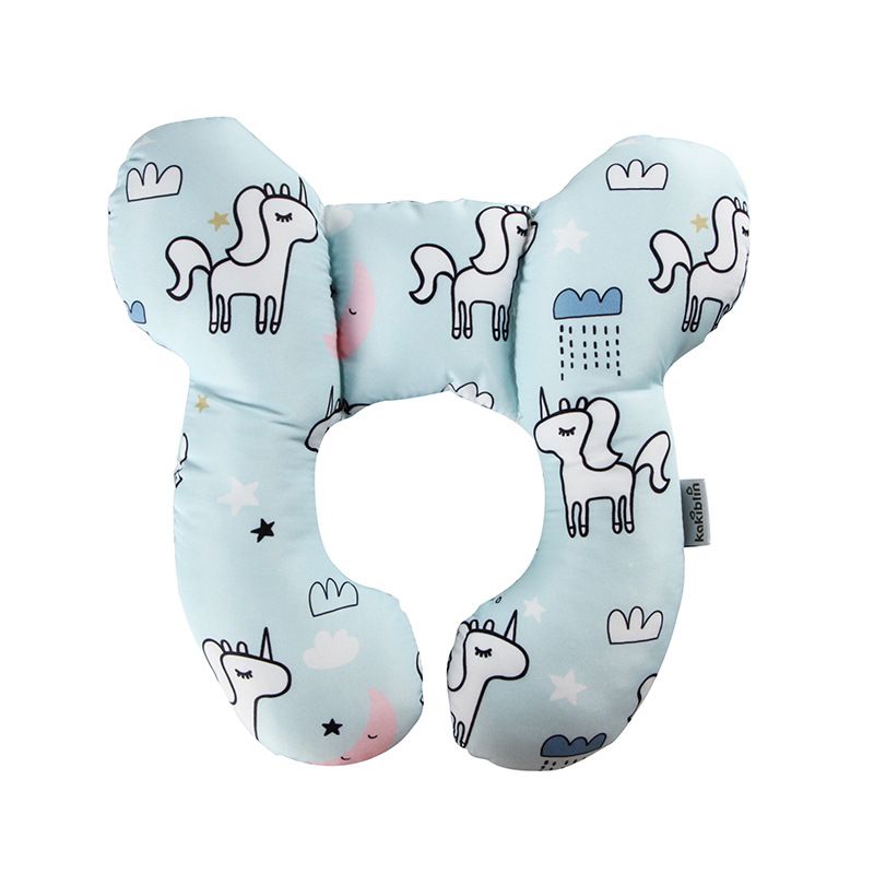 Cartoon Baby Travel Pillow Infant Head and Neck Support Pillow for Car Seat Pushchair Turquoise