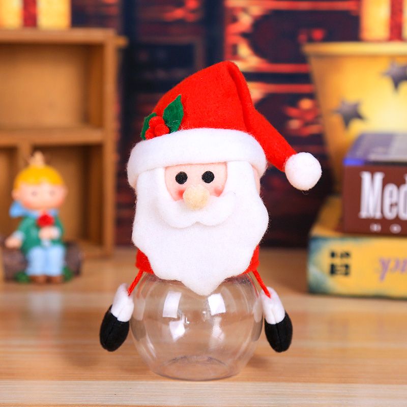 Santa Claus Snowman Candy Jar Christmas Gift Bags Chocolate Cookie Candy Storage Bottle Red big image 4
