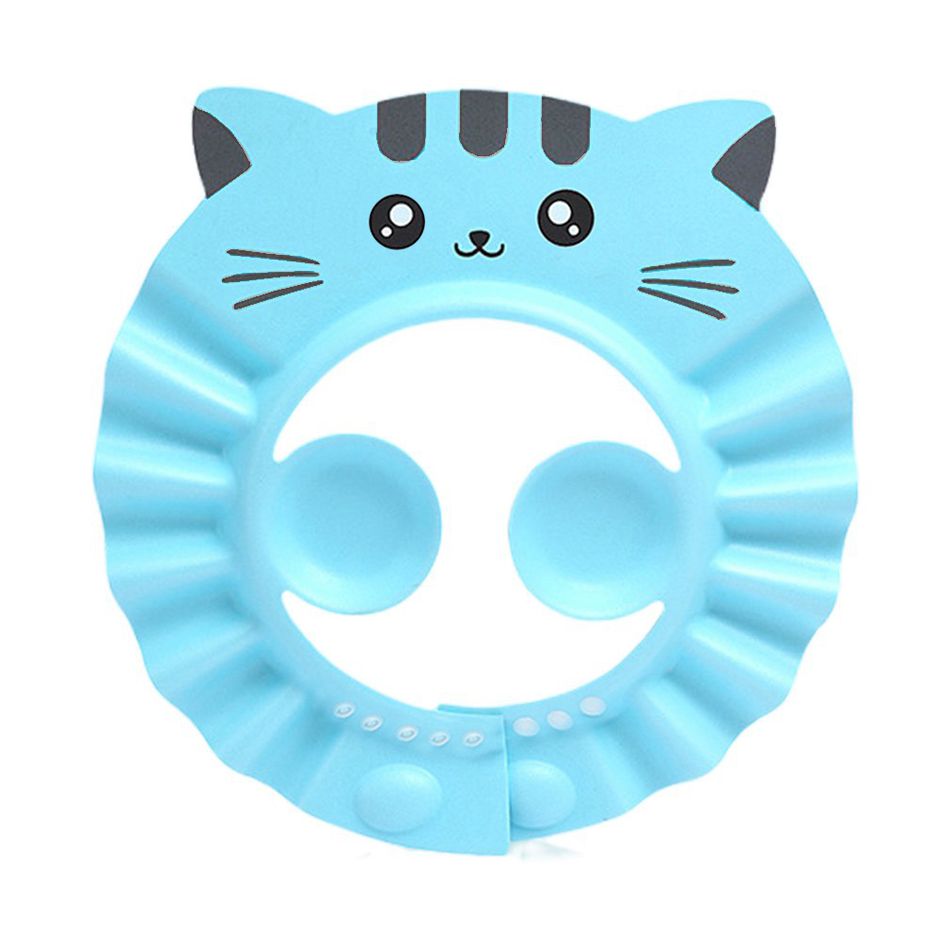 bebê shampoo chapéu lavagem protetores de ouvido de lavagem de banho ajustável cap cap cabelo olho ouvido à prova d'água crianças caixa touca de banho de gato Azul big image 1