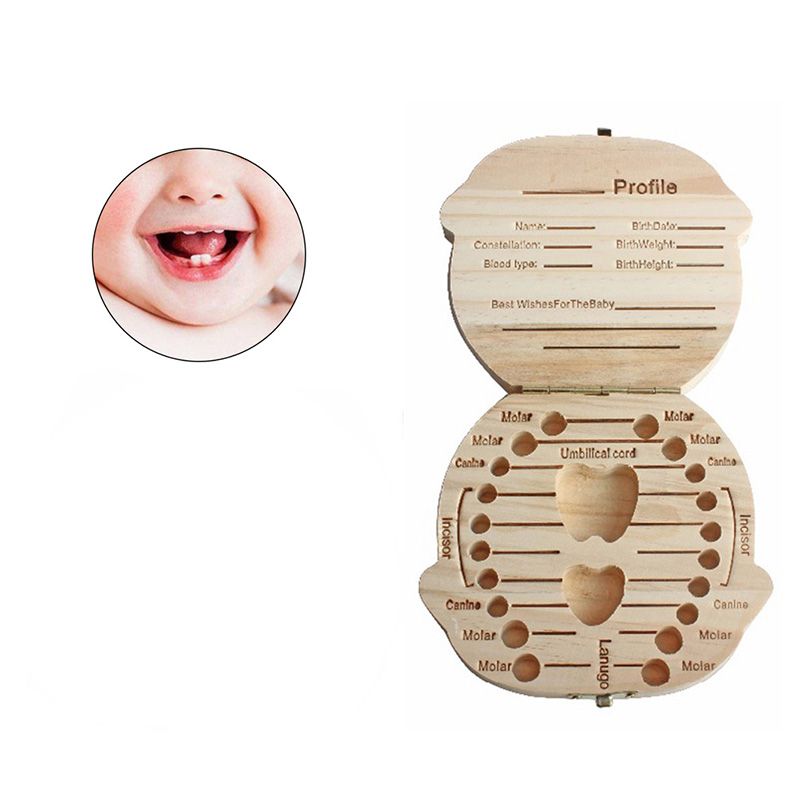 Scatola per denti da latte Scatole per ricordi di denti decidui Contenitore per ricordi per bambini in legno per conservare la memoria d'infanzia Giallo big image 4