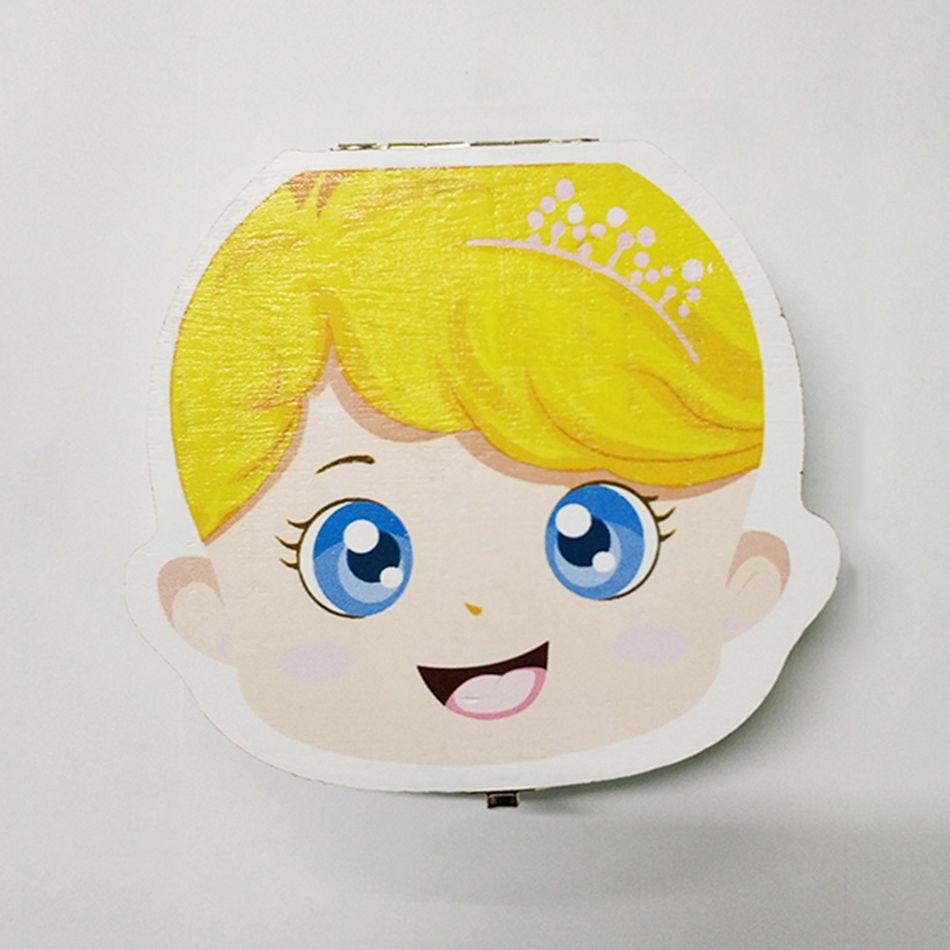 Scatola per denti da latte Scatole per ricordi di denti decidui Contenitore per ricordi per bambini in legno per conservare la memoria d'infanzia Giallo big image 1