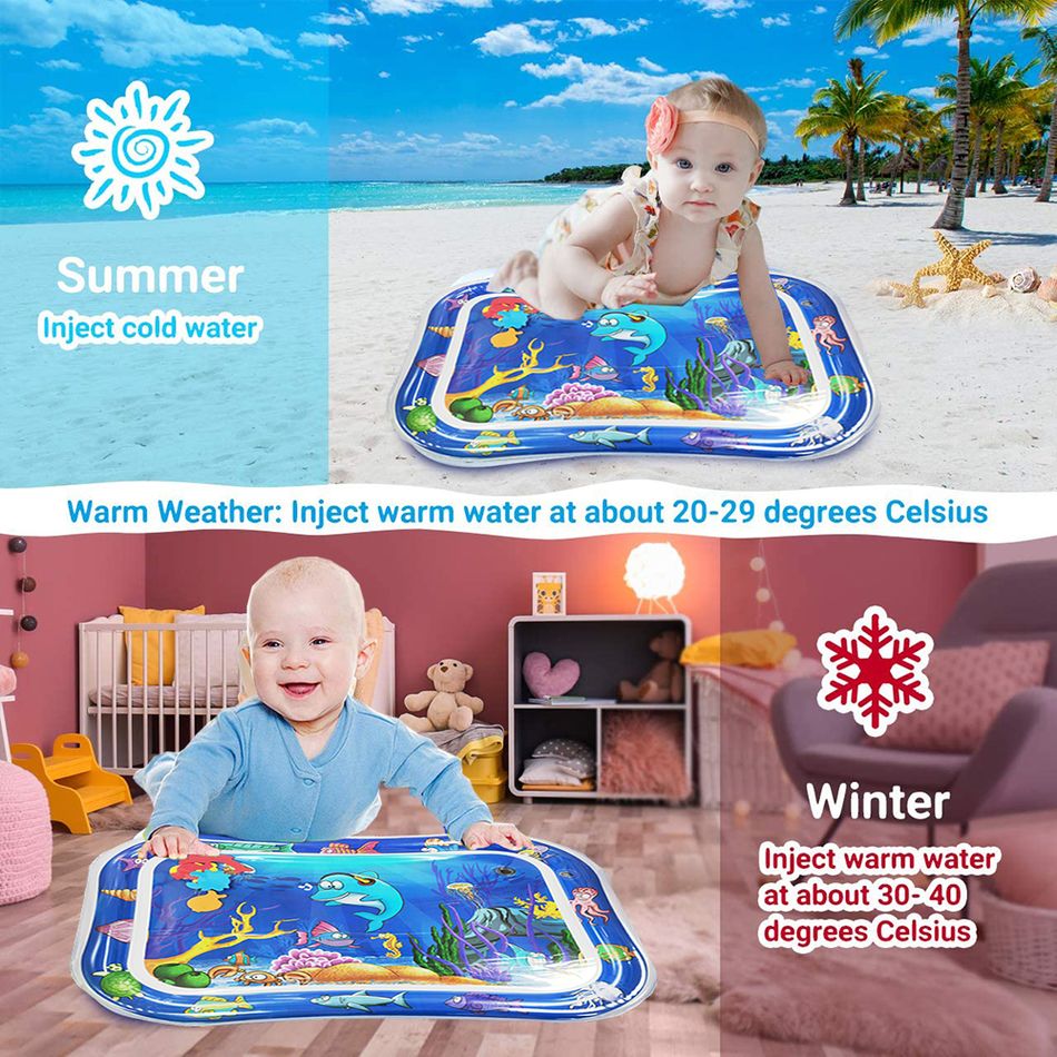Baby Cartoon Inflatable Water Mat Baby Tummy Play Time Leak Proof Playmat Cushion with BB Sound Blue big image 5