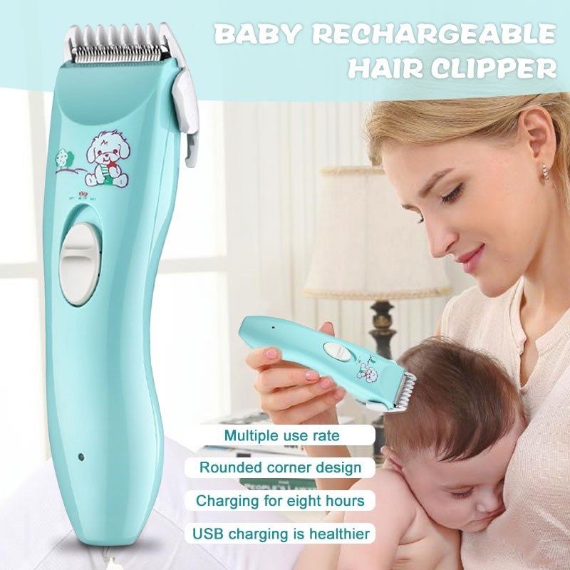 Baby Electric Hair Trimmer Rechargeable Quiet Hair Clipper Baby Care Hair Cutting Turquoise big image 2