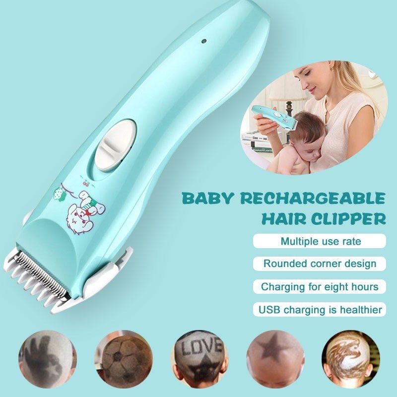 Baby Electric Hair Trimmer Rechargeable Quiet Hair Clipper Baby Care Hair Cutting Turquoise big image 3