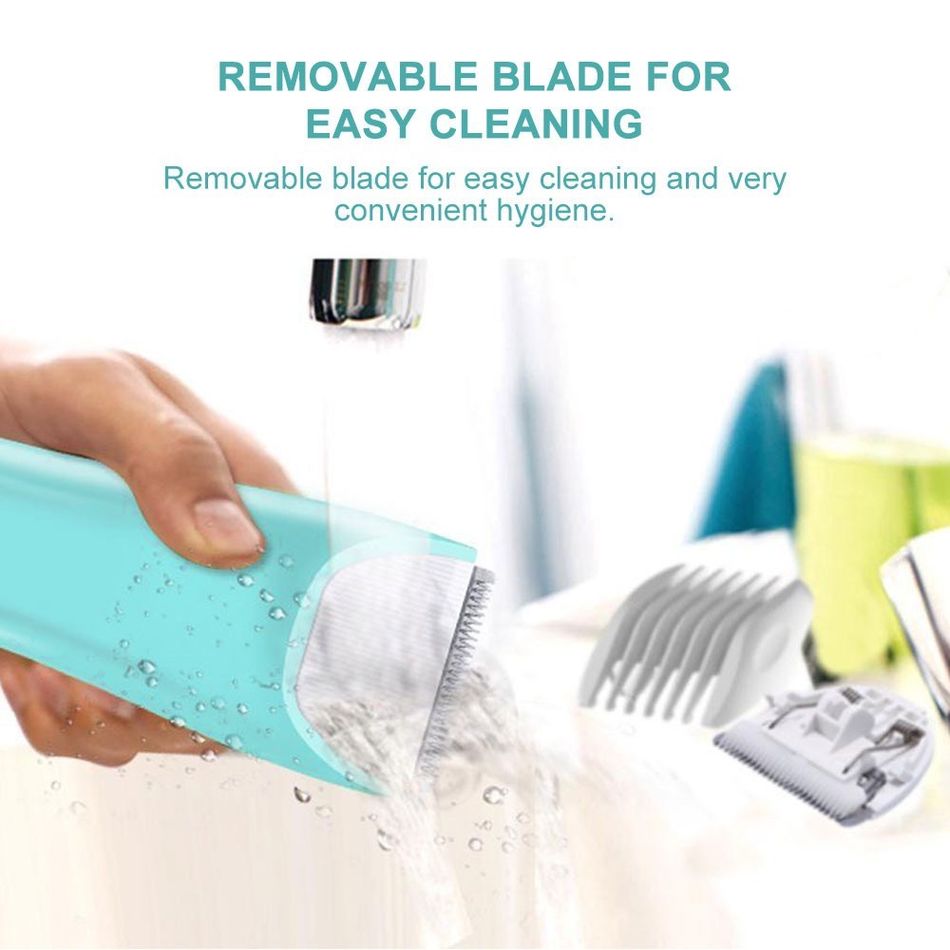 Baby Electric Hair Trimmer Rechargeable Quiet Hair Clipper Baby Care Hair Cutting Turquoise big image 7