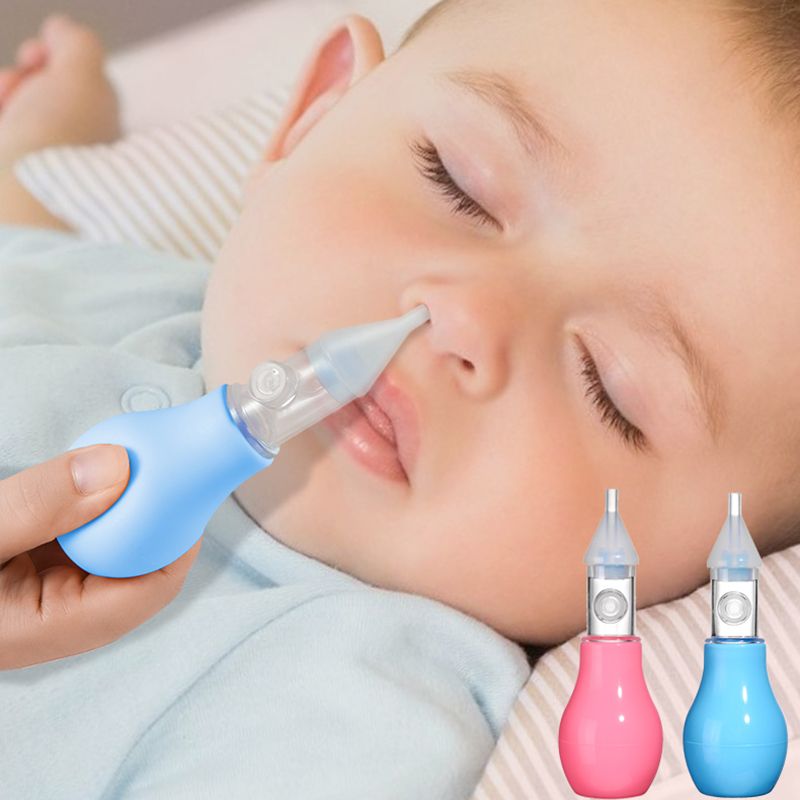 Silicone Baby Nasal Aspirator Safe Newborn Nose Cleaner Mucus Sucker Suction Snot Tweezers Blue big image 6