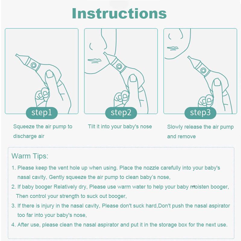 Silicone Baby Nasal Aspirator Safe Newborn Nose Cleaner Mucus Sucker Suction Snot Tweezers Blue big image 4