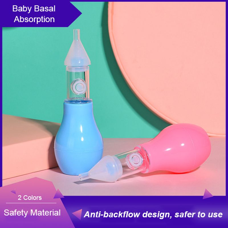 Silicone Baby Nasal Aspirator Safe Newborn Nose Cleaner Mucus Sucker Suction Snot Tweezers Blue big image 5