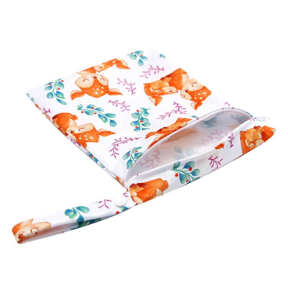 borsa per pannolini in stoffa modello animale cartone animato borsa impermeabile bagnata asciutta per passeggino da spiaggia piscina da viaggio Arancione big image 5