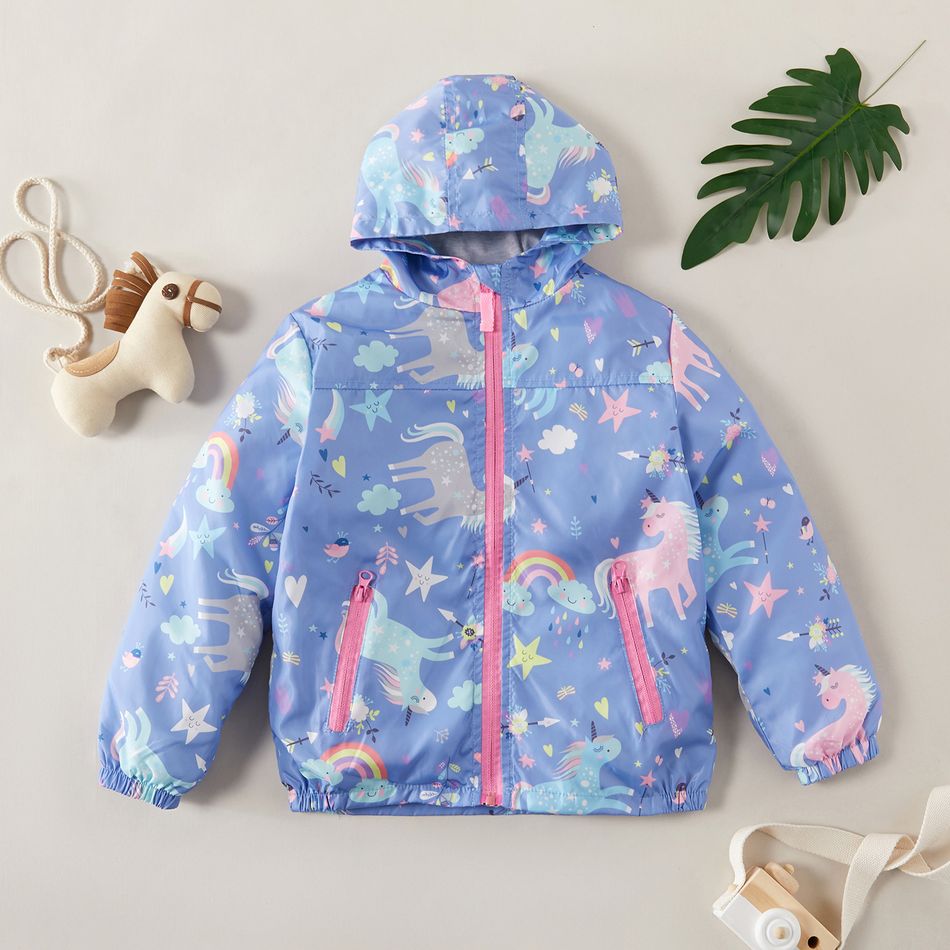 Fashionable Kid Girl Unicorn Allover Coat Light Purple