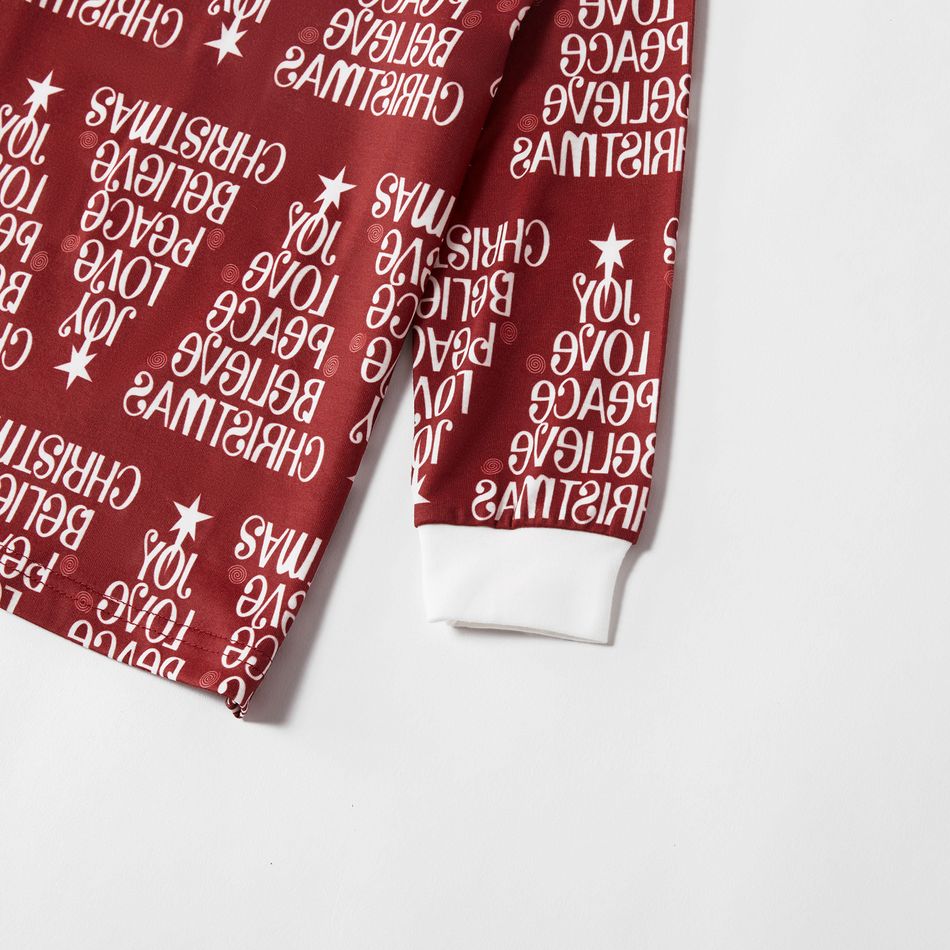 Christmas Letter Print Top and Striped Pants Pajamas Sets (Flame Resistant) White big image 5