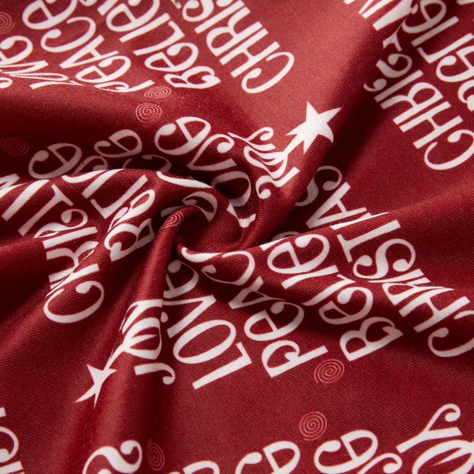 Christmas Letter Print Top and Striped Pants Pajamas Sets (Flame Resistant) White big image 6