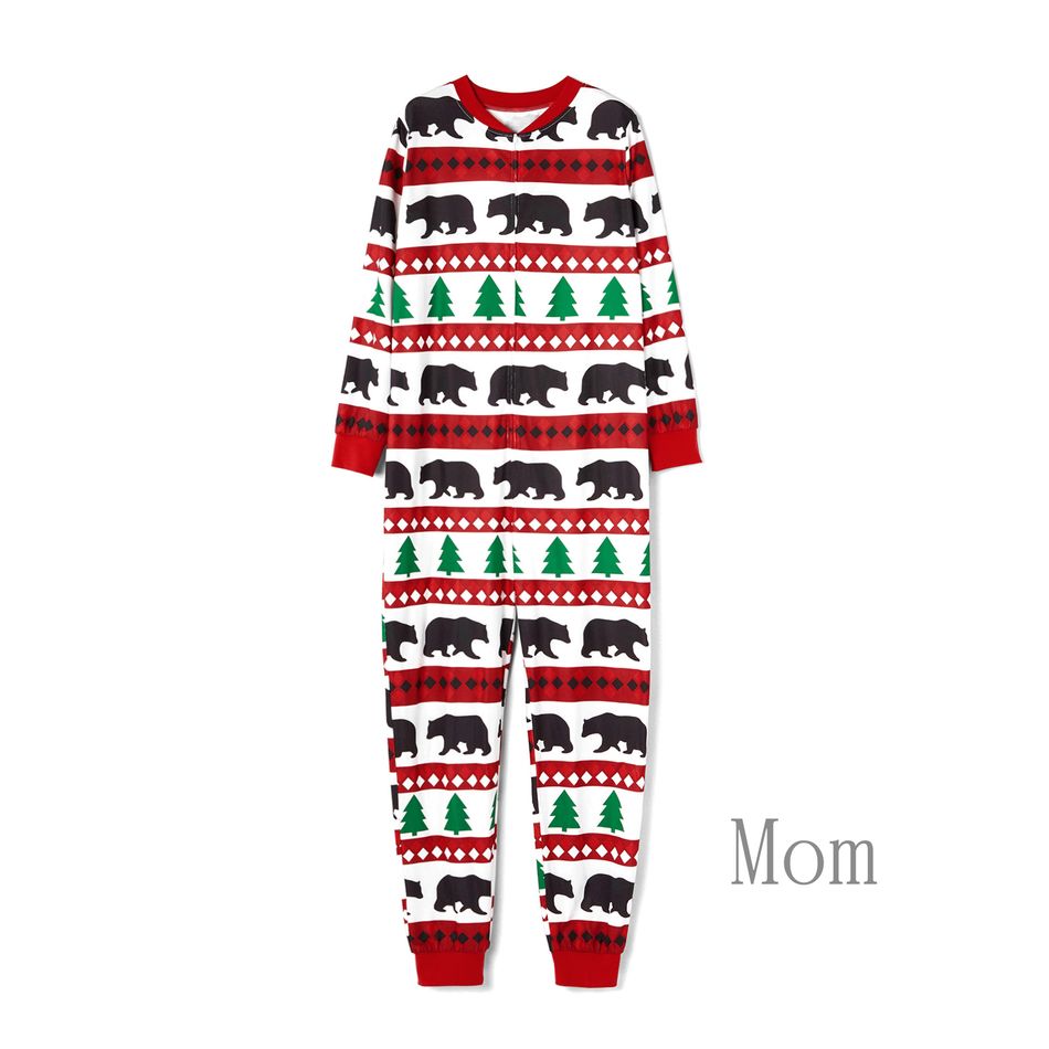 Christmas Tree and Bear Patterned Family Matching Onesies Flapjack Pajamas （Flame Resistant） Multi-color big image 5