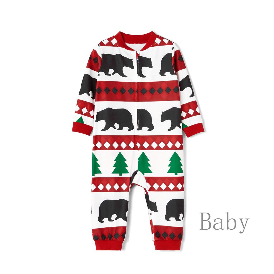 Christmas Tree and Bear Patterned Family Matching Onesies Flapjack Pajamas （Flame Resistant） Multi-color big image 6