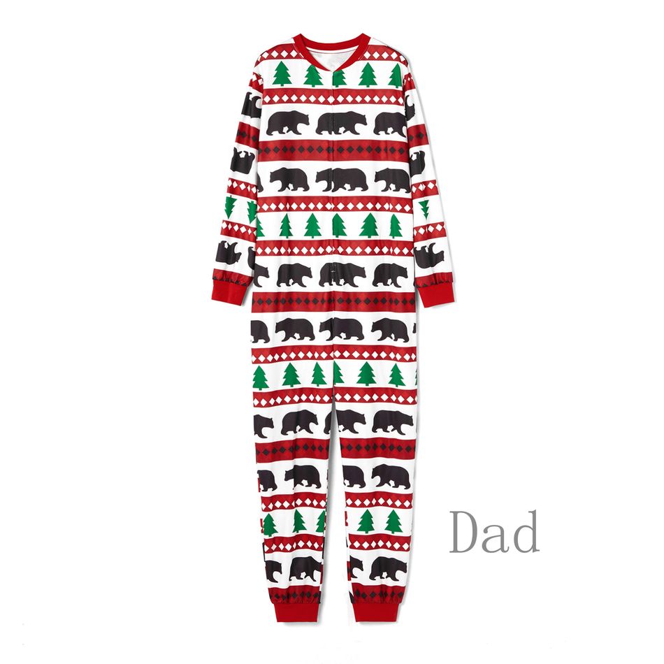 Christmas Tree and Bear Patterned Family Matching Onesies Flapjack Pajamas (Flame Resistant) Multi-color big image 7