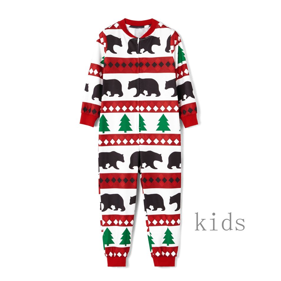 Christmas Tree and Bear Patterned Family Matching Onesies Flapjack Pajamas （Flame Resistant） Multi-color big image 8