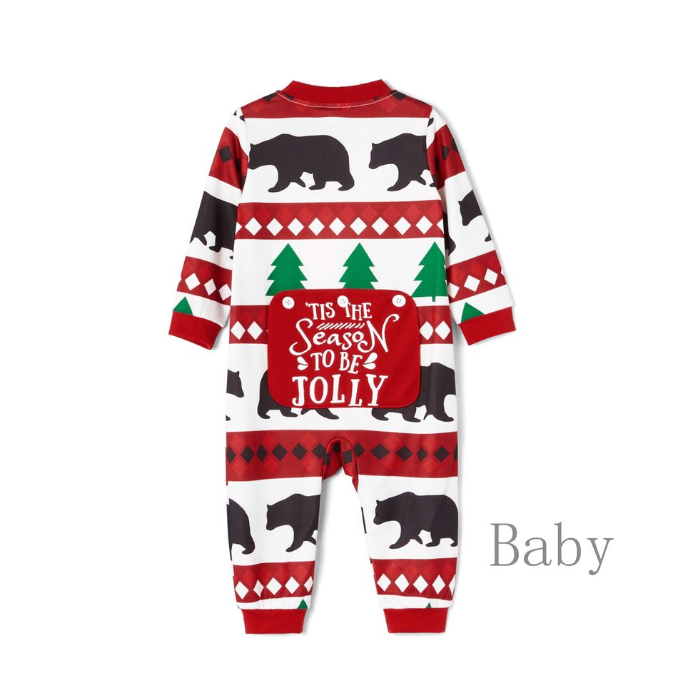 Christmas Tree and Bear Patterned Family Matching Onesies Flapjack Pajamas （Flame Resistant） Multi-color big image 9