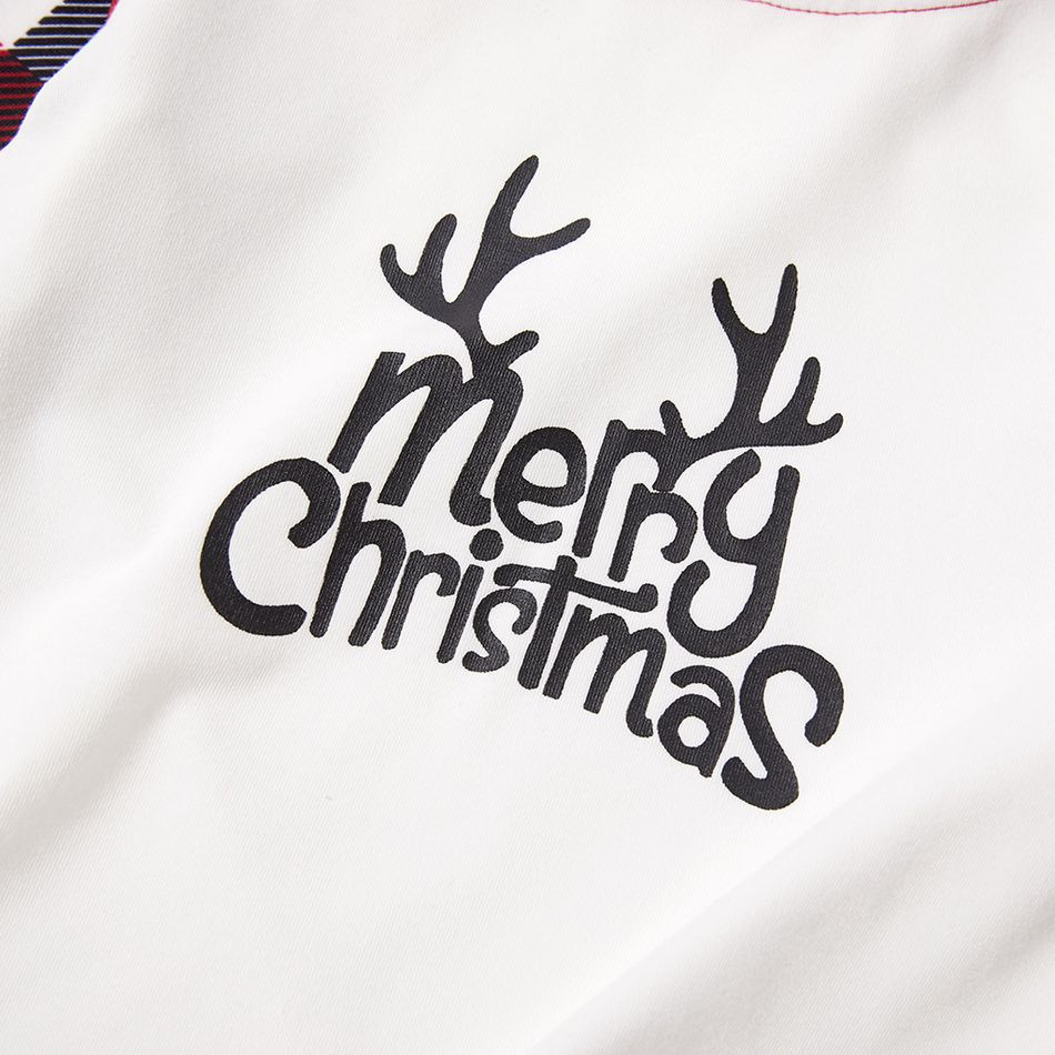Merry Christmas Letter Print Plaid Family Matching Pajamas Sets (Flame Resistant) Red/White big image 4