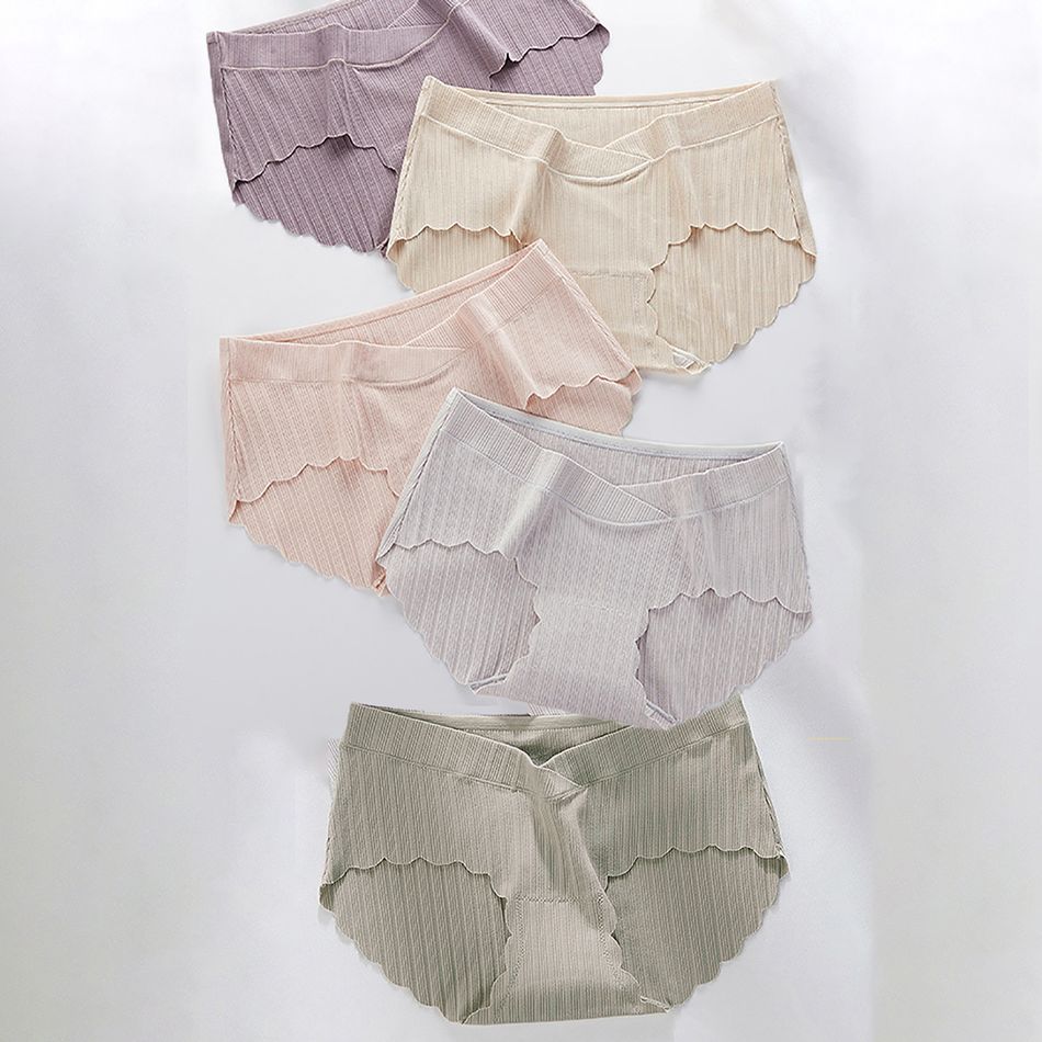 5-pack Maternity Scallop Trim Solid Low Rise Panty Set Multi-color big image 2