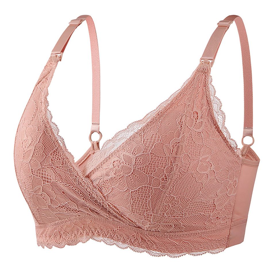 Nursing Floral Lace Pink Bra Pink big image 1