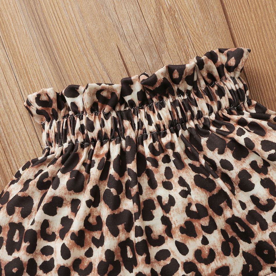 3pcs Leopard Print Ruffle Decor Short-sleeve Blue Baby Set Navy big image 6