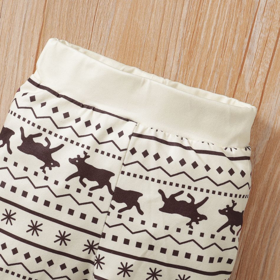Baby 2pcs Christmas Deer All Over Print Long-sleeve Romper Set Beige big image 6
