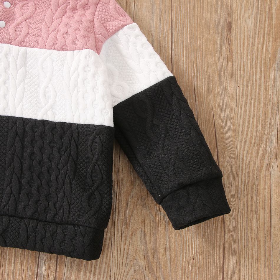 2-piece Toddler Girl/Boy Colorblock Hoodie Sweatshirt and Pants Set Pink big image 5