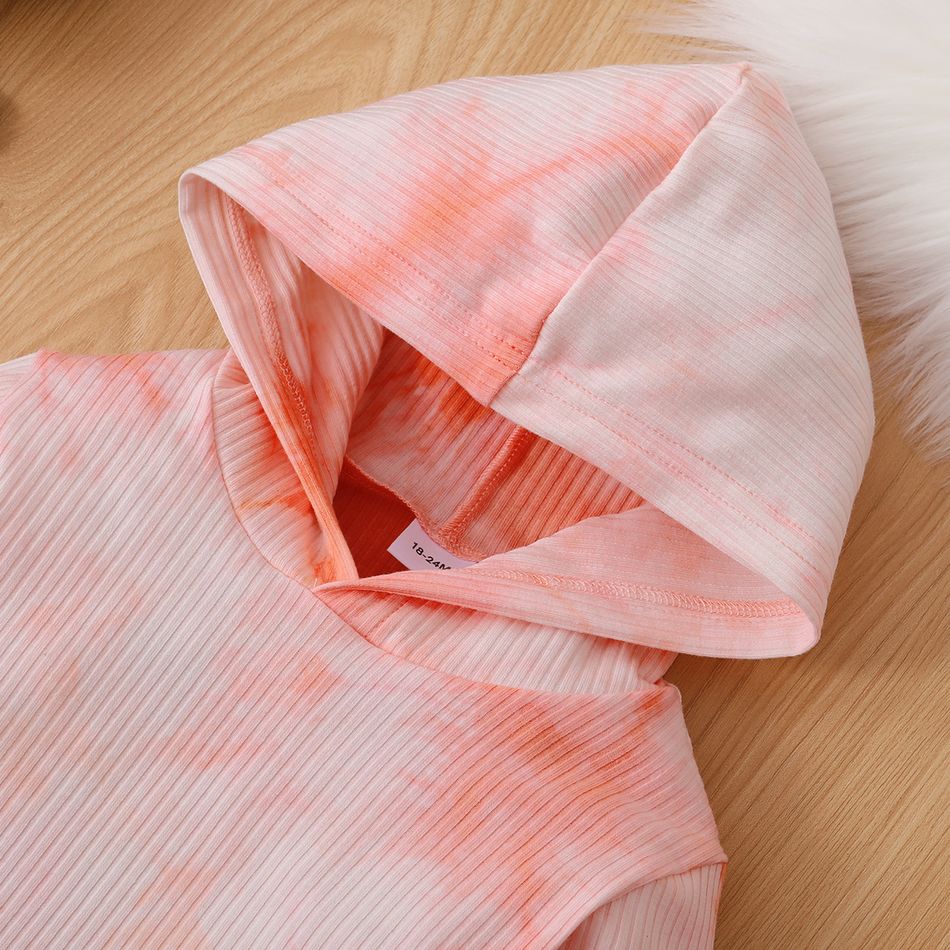 2-piece Toddler Girl/Boy Tie Dye Hoodie Sweatshirt and Pants Set Pink big image 4